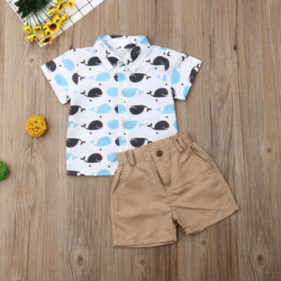 

Summer Toddler Baby Boys Clothes Whale Tops T-Shirt Pants Shorts 2PCS Outfits