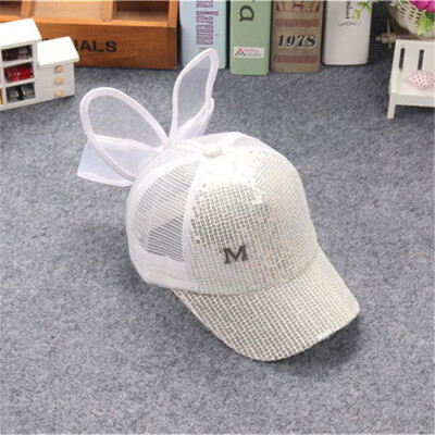 

Childrens duck tongue Hat Girls middle&big childrens sun shading summer mesh Sequin baseball cap Korean sun hat