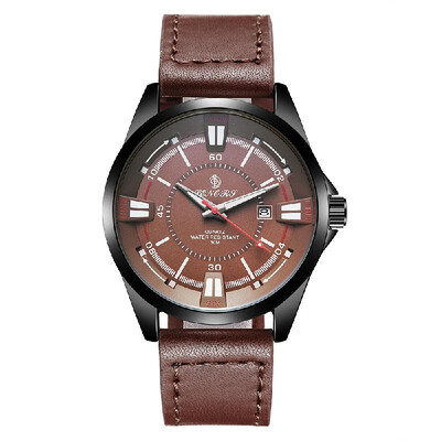 

SENORS Fashion Casual 3ATM Water-resistant Watch Men Quartz Watches Genuine Leather Band Watch Male Relogio Musculino