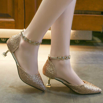 

Rose Womens Fashion Pointed Dress High Heels Sequin Dance Shoes Casual High Heels