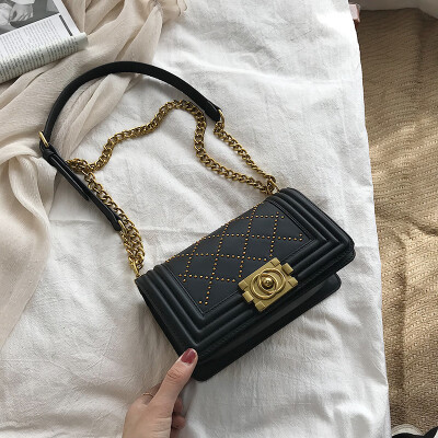 

Female bag 2019 new wave Korean fashion shoulder bag simple texture rhombic chain Messenger bag female wild ins