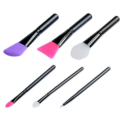 

16 Pcs Silicone Makeup Brush Silicone Material Wooden Handle Soft Comfortable Makeup Mask Brush