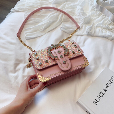 

Summer new ins super fire sequin bag female 2019 new Korean version of the wild shoulder slung fashion small square bag