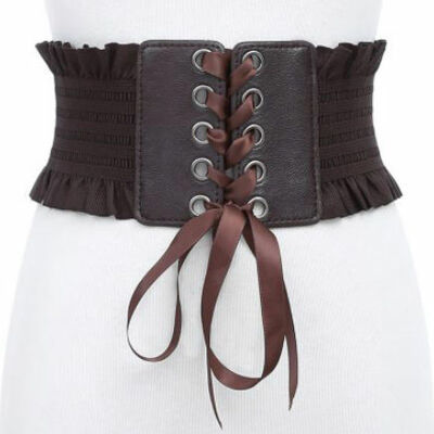 

Retro British Women Lace Up Eyelet Cotton Corset Belt High Waist Wide Style Belt