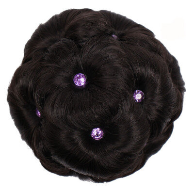 

Gobestart Female Wig Hair Ring Curly Bride Makeup Diamond Bun Flowers Chignon Hairpiece