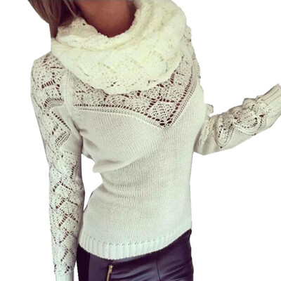 

〖Follure〗Women Casual Turtleneck Long Sleeve Solid Hollow Out Sweater Pullovers