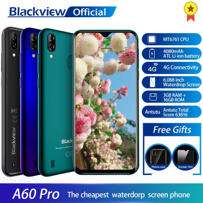 

Blackview A60 Pro Smartphone MTK6761 Quad Core Android 90 4080mAh Cellphone 3GB16GB Waterdrop Screen Face ID 4G Mobile Phone