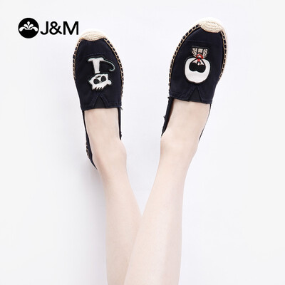 

JO&MARIO solid color flat bottom fashion hemp set foot comfortable breathable canvas casual shoes womens shoes 14625