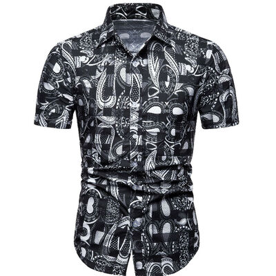

Mens Summer Casual Floral Plaid Short Sleeve Lapel Shirts T-Shirt Tops blouse