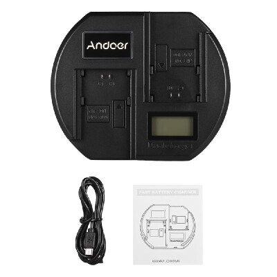 

Andoer Fast Battery Charger Dual-channel Camera Battery Charger Digital LCD Display USB Input for Sony NP-FZ100 Battery