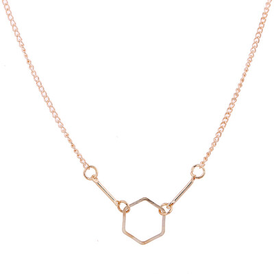 

New Gold-color Bones Spiritual Wisdom Hexagonal Alloy Clavicle Pendant Short Necklace