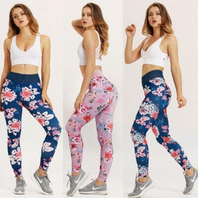 

NEW Women Elastic Hight Waist Floral Leggings Trousers Casual Sport Yoga Pants