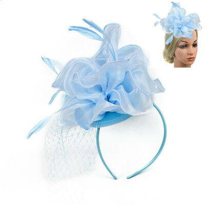 

Ladies Feather Satin Net Hat Headband Fascinator Wedding Day Race Royal Ascot
