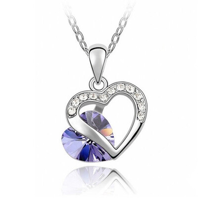 

HHYDE 9 Colors Fashion Crystal Pendant Necklaces CZ Heart Chains Necklaces Women Jewelry Coeur Necklaces