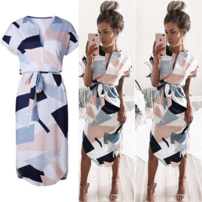 

Summer Women Ruffle Beach Casual Party Evening Dresses Cocktail Short Mini Dress