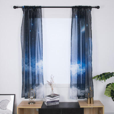 

2 Panels Blackout Blue Printed Window Panel Curtains For Bedroom Living Room1352