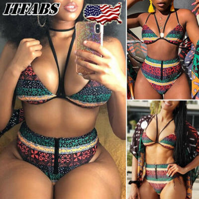 

Women High Waisted Bikini Set Swimwear Push Up Bra 2 Piece Swimsuit Bathing Suit