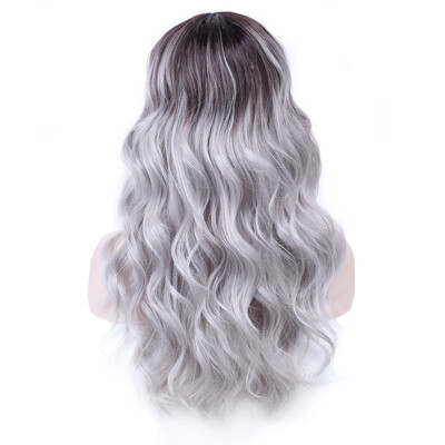 

〖Follure〗Women Fashion Lady Middle Part Big Wave Grandma Gray Wig Curly Hair