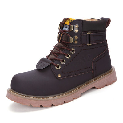 

Mens Boots Genuine Leather Martin Boots Casual High Cut Shoes For Men Yellow Black Brown Size 35-46