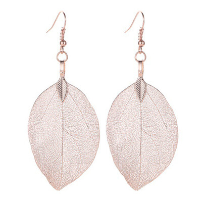 

Womens Retro Leaf Leaves Hollow Out Long Dangle Earrings Hook Jewelry Gift