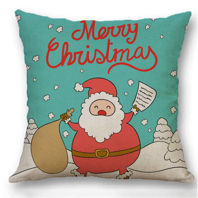 

2020 New 18&quot Christmas Linen Pillow Cover Santa Claus Pattern Square Pillow Case Cushion Car Home Decor 14 Pattern