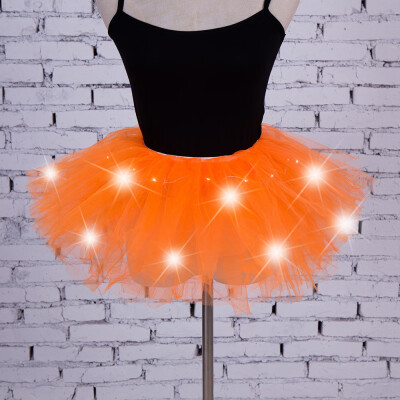 

Roseonmyhand Women 5 layers Mesh Tulle Skirt Princess Skirt With LED Small BulbSkirt