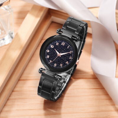 

RM Simple Fashion Cool Flat Bump Starry Sky Dial Ladies Steel Belt Quartz Watch