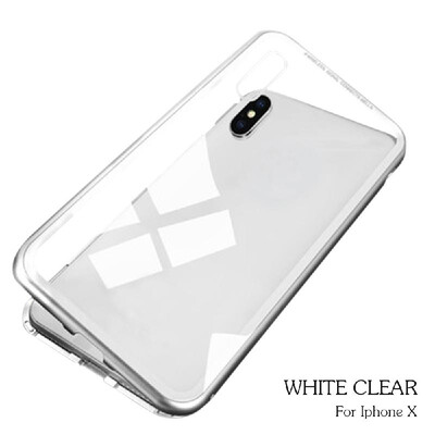 

Magneto Magnetic Adsorption Case Clear Tempered Glass Red Clear i-phone XR