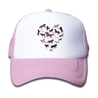 

Ooiilpe Childrens Grid Cap Horse&Heart Kids Cute Cool Fitted Mesh Cap with Adjustable Snapback Strap Hat