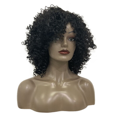 

14 Short Black Curly Wig Heat-resistant Hair Wigs for Woman Hair Styling Tools