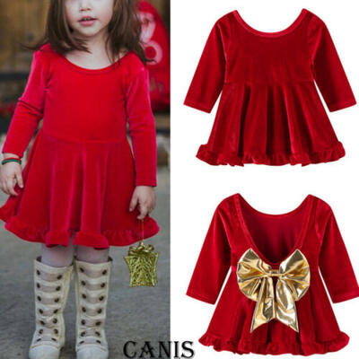 

Christmas Toddler Kid Baby Girl Xmas Festival Flared Party Santa Swing Dresses