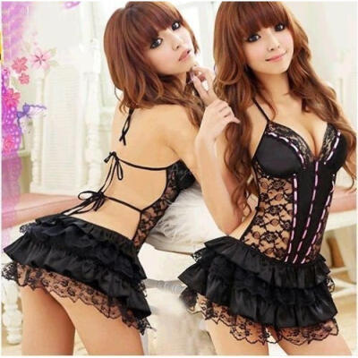 

Women Lace Sexy Lingerie Backless Babydoll Mini Dress Skirt Underwear G-string