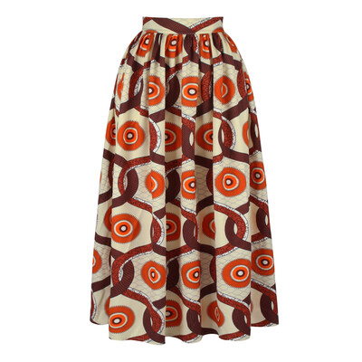 

Womens Retro Maxi Skirt Ethnic Printed Beach Baggy Casual High Waist Skirt