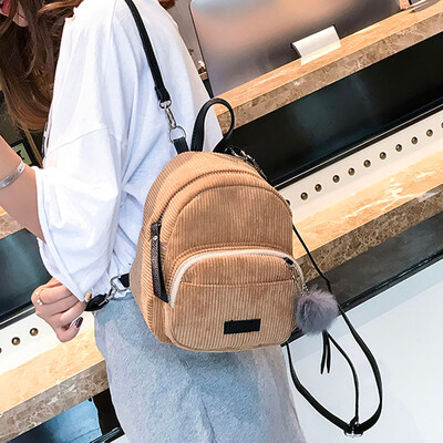 

Tailored Girl Hairball Corduroy School Bag Student Backpack Satchel Travel Shoulder Bag
