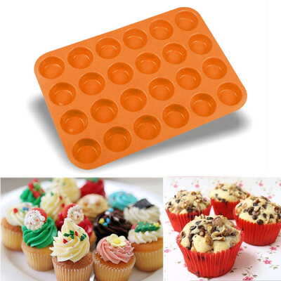 

Siaonvr 24 Cavity Mini Muffin Silicone Soap Cookies Cupcake Bakeware Pan Tray Mould