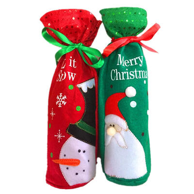 

2pcsset Santa Claus Snowman Christmas Wine Bottle Bag Cover Xmas Ornament