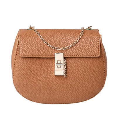 

Women Solid Color Litchi Grain Faux Leather Chain Crossbody Shoulder Bag Pouch