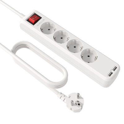 

dodocool 3850W Smart 4 Way AC Outlet Surge Protector 1050 Joules Power Strip with 15W 31A 2 USB Charging Ports 492ft Extension