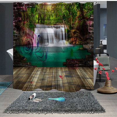 

Gobestart Popular Waterproof Shower Curtain With 12 Hooks Printed Bathroom 180x180cm