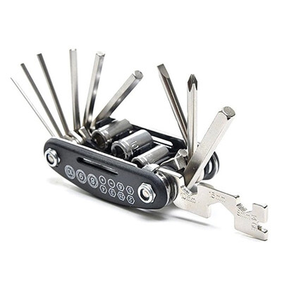 

16in1 Bicycle Tools Maintenance Sets Mountain Bike Wrench hex flat Bicycle Multi Repair Tool Kit screwdriver extension rod black
