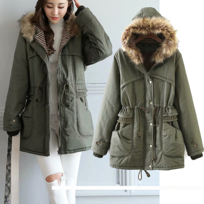 

Roseonmyhand Women Winter Fleece Long Sleeve Hooded Outdoor Wind Warm Zip Pocket Jacket Coat