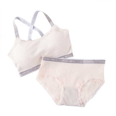 

Women Bra Set Letter Print Female Underwear Comfortable Wireless Lingerie Bra Set Black White Cotton Full Cup Bras Sets