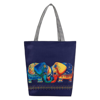 

Women National wind printing Shoulder Handbag Two yellow elephants