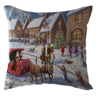 

〖Follure〗Christmas Santa Claus Pillow Case Linen Sofa Throw Cushion Cover Home Decor