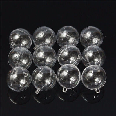 

12x 6cm Ball Christmas Baubles Clear Fillable Xmas Tree Decoration Ornaments DIY