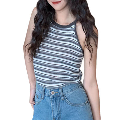 

crop top women Summer Fashion Concise Sweet All-match Sexy Striped Sleeveless Slim Fit Camisoles