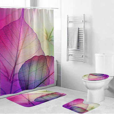 

〖Follure〗4PCS Non Slip Toilet Polyester Cover Mat Set Bathroom Shower Curtain