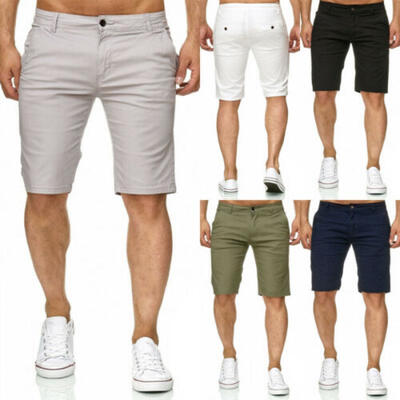 

Men Shorts Slim Fit Stretch Flat Front Summer Casual Solid Color Pants Trousers