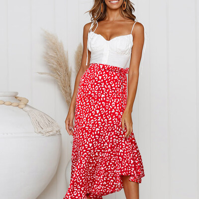

Roseonmyhand Women Elastic Waist Leopard Skirt Vintage A-line Loose Long Maxi Skirt Swing