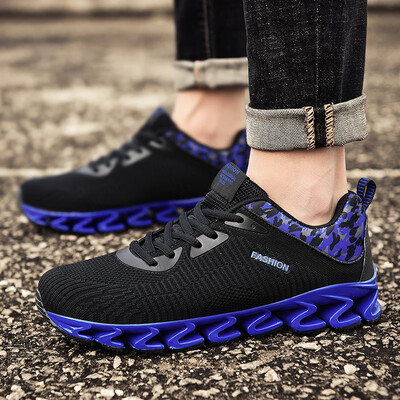 

New large size mens shoes summer flying woven large size sports running knife mens shoes breathable shock absorber outdoor